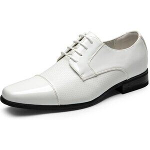 Bruno Marc Men's White Tuxedo Shoe Slip on Classic Patent Velvet Leather Loafers